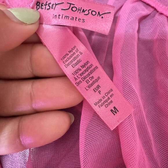 Betsey Johnson Womens Intimates Pink Lace Sheer Ruffled Babydoll Nightie M - Picture 9 of 10